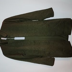 DEAR SCARLETT Amara Jacquard Midi Coat Olive